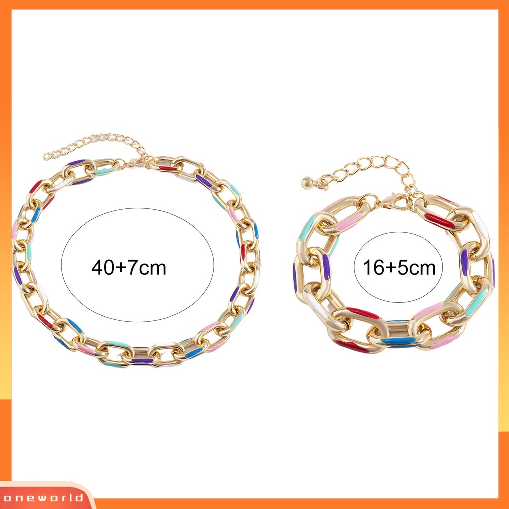 [ONE] Wanita Kalung Rantai Multicolor Perhiasan Berlebihan Electroplating Choker Gelang Untuk Pesta Cocktail