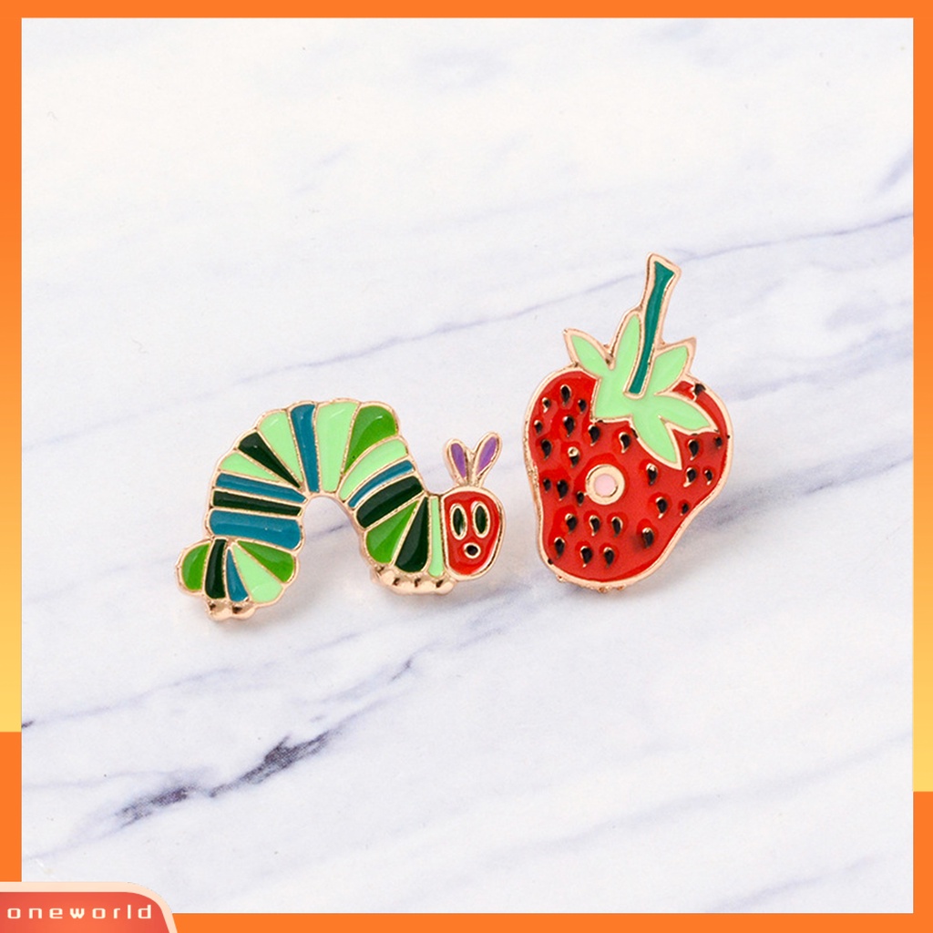 [ONE] Bros Pin Kartun Enamel Warna-Warni Hias Geometris Strawberry Hewan Kerah Lapel Lencana Pria Wanita Perhiasan Pakaian Yang Sesuai Dengan Hadiah Nikmat Pesta
