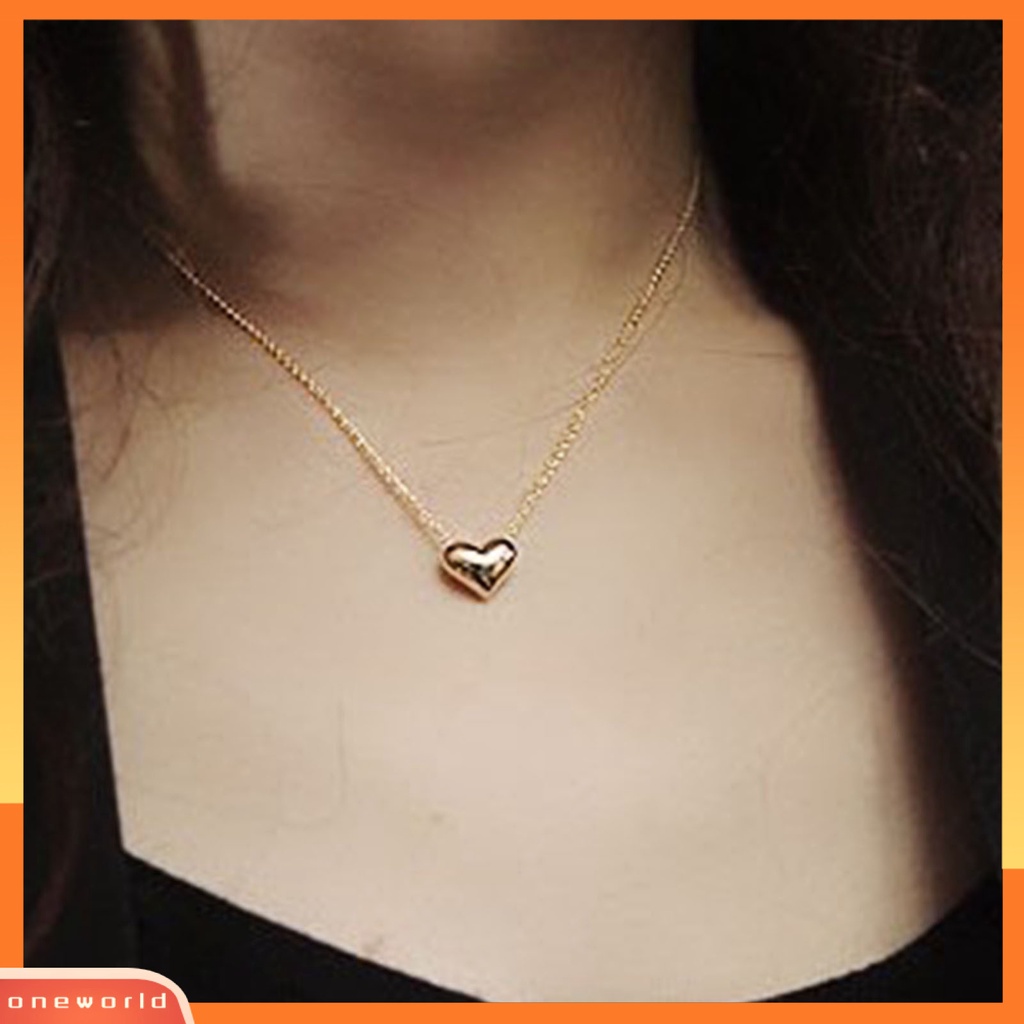 [ONE] Kalung Wanita Warna Solid Stainless Elegan Bentuk Hati Rantai Leher Hadiah Ulang Tahun