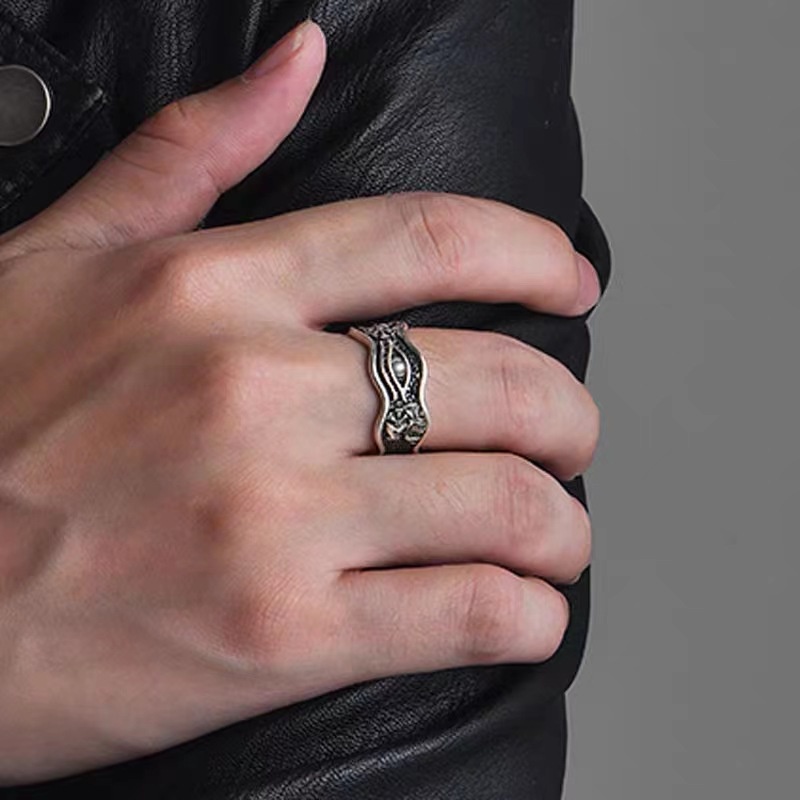 Retro Horus Demon Eye Cincin Pria Trendi Pria Seni Cincin