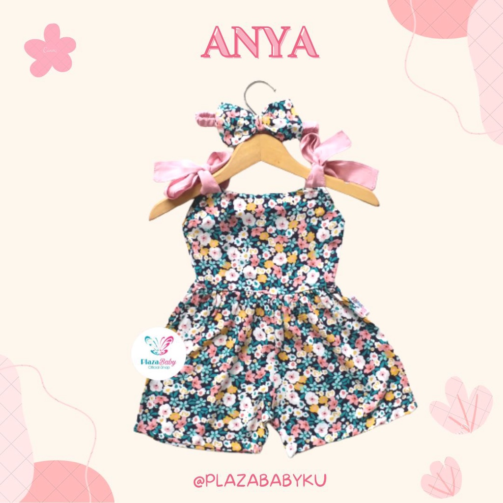 PROMO 7.7 plazababyku JUMPSUIT ANYA setelan anak perempuan jumper bayi motif bunga lucu free headband BUBIBEE