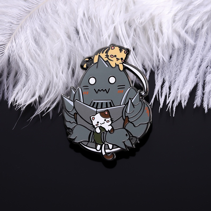 Anime Fullmetal Alchemist Alphonse Enamel Keras Pin Lucu Elric Cat Metal Alloy Bros Lencana Kartun Perhiasan Lapel Badge Brooch