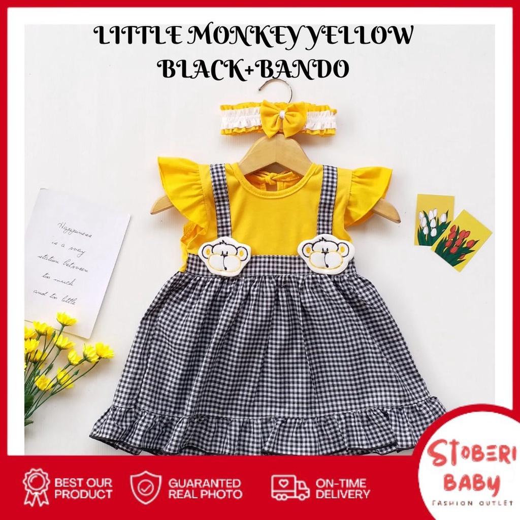 stoberi baby - QIU2 LITTLE MONKEY Baju Bayi Model Dress MURAH Baby Girl (0-6 bulan) Dress Anak Perempuan