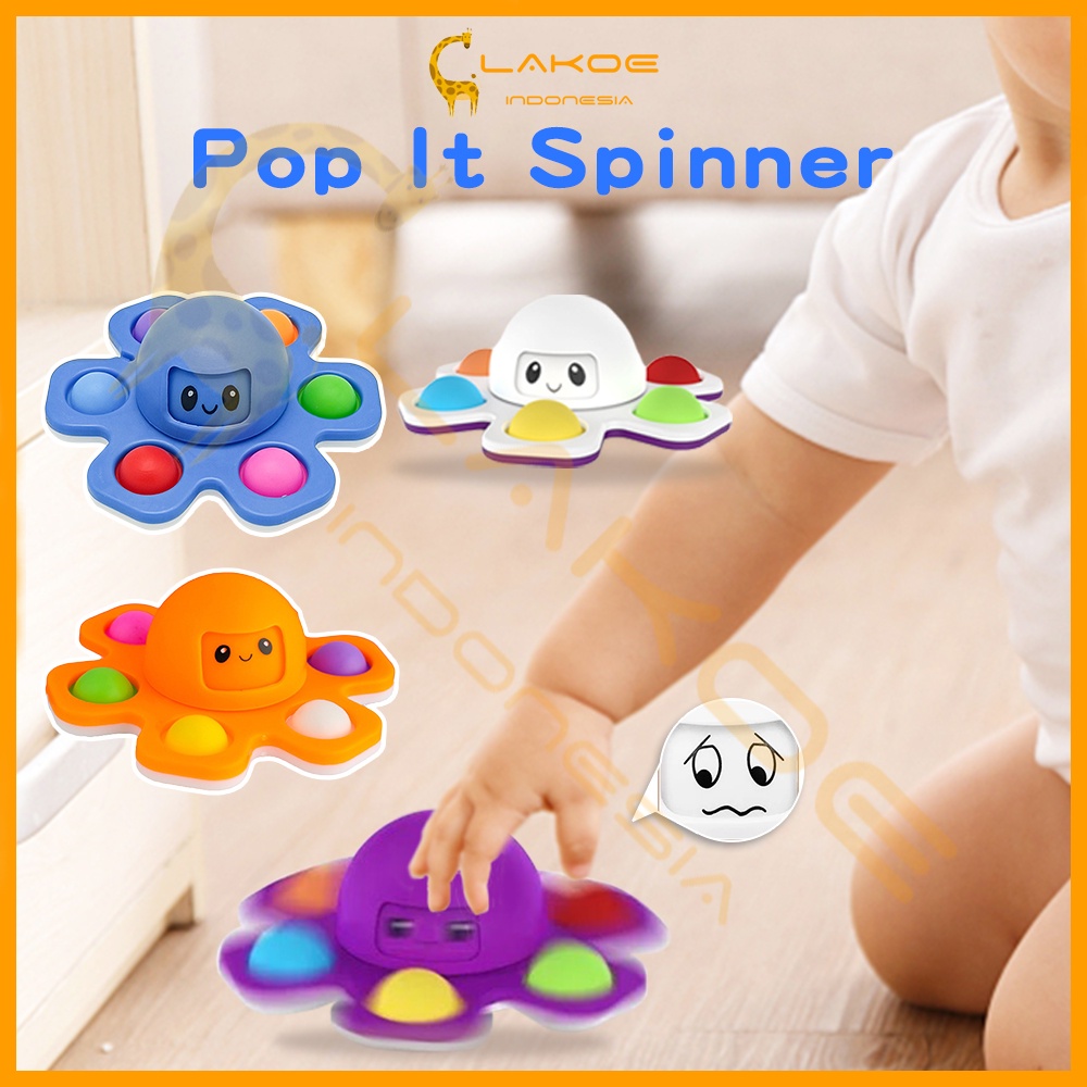 LAKOE Mainan Sensorik Hand Fidget Spinner Anak Pop it/Fidget Spinner Octopus Face Changing/fingertip spinner gurita