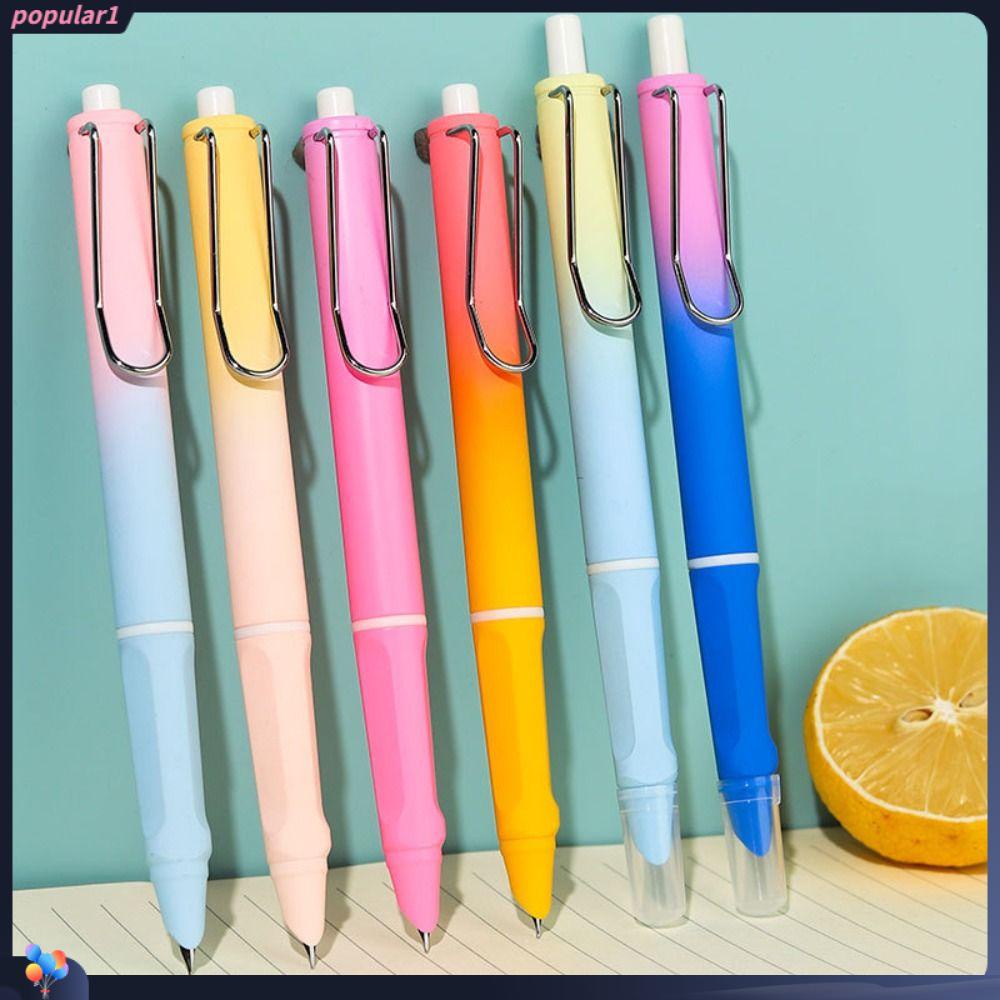 Populer 5PCS Fountain Pen Hadiah Siswa Gradien Color Converter Filler Tekan Tipe EF Nib