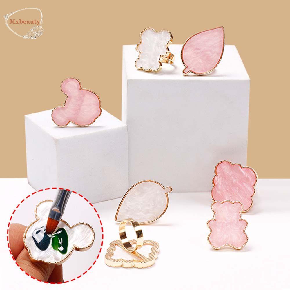 Mxbeauty Ring Nail Palette DIY Resin Nail Display Stand Awan Beruang Bentuk Mickey Gel Polish Plate