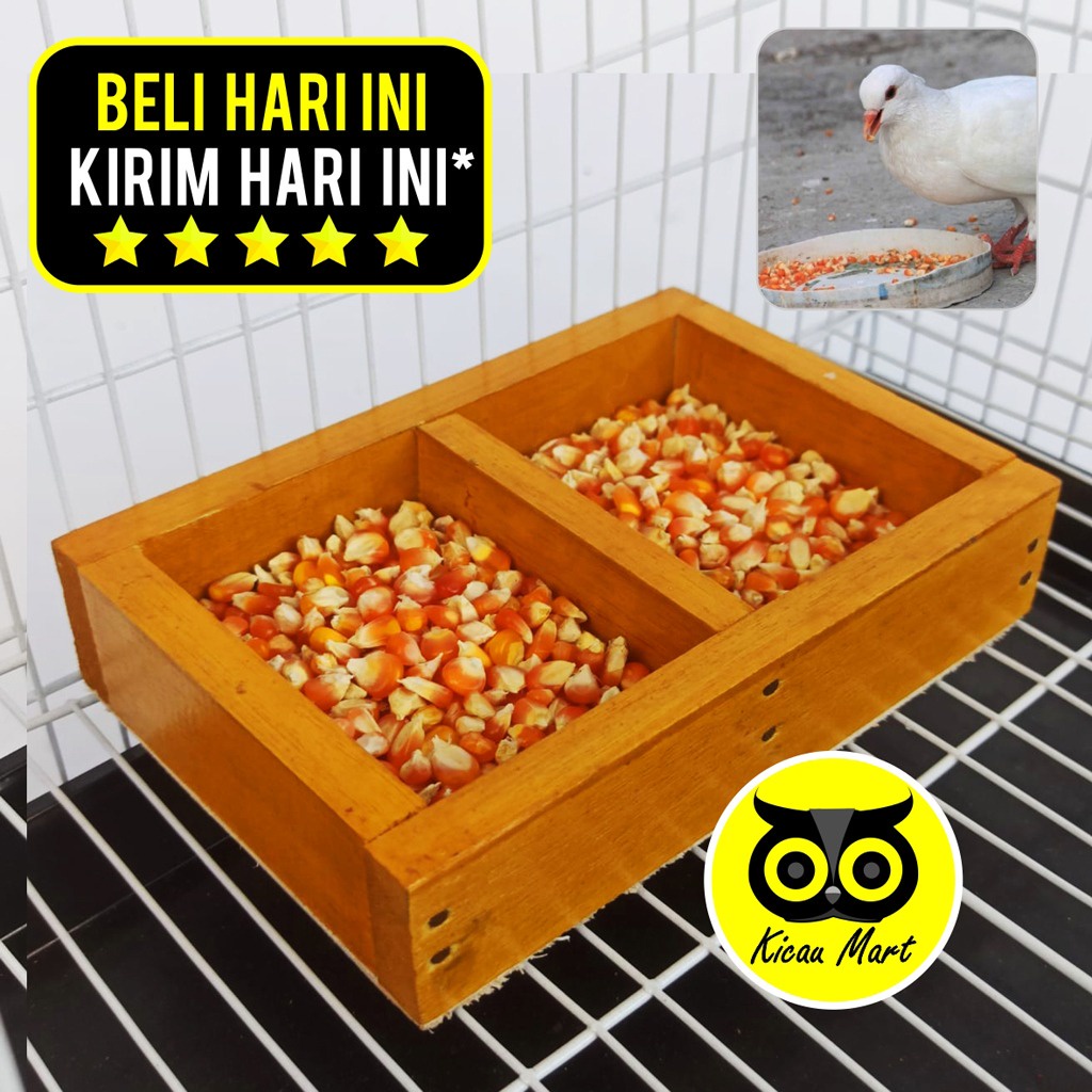 WADAH PAKAN BURUNG MERPATI TEMPAT MAKAN MINUM BURUNG MERPATI BALAP KOTAK KAYU 2 LUBANG CEPUK WADAH M