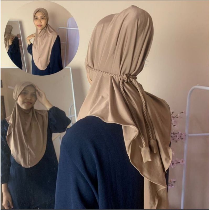 Hijab Bergo Jersey  Tali Kepang /Ulir Hijab Instant Jersey Premium