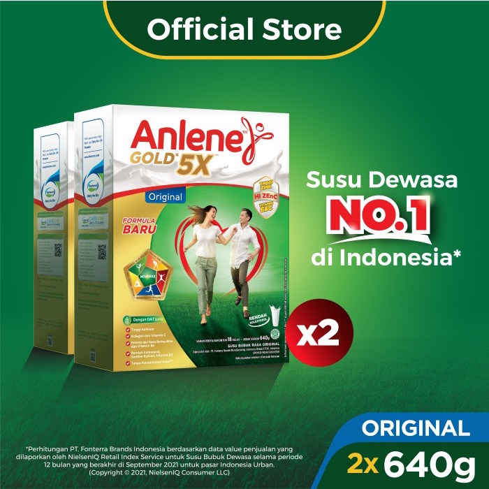 

Promo Terjangkau ~ Anlene Gold 5X Susu Bubuk Dewasa Original 2x640g - Tulang & Sendi
