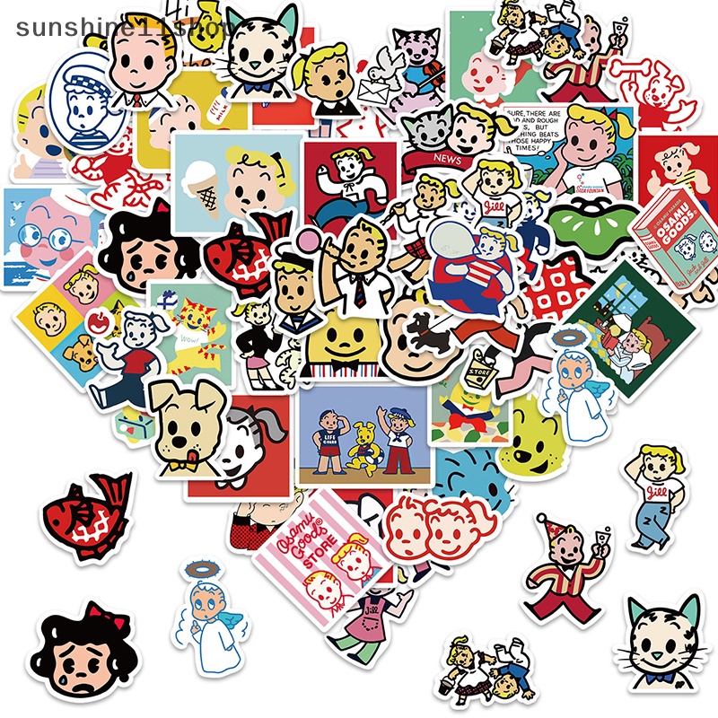 Sho 60PCS HARADA OSAMU Kartun Jepang Kawaii Stiker Untuk Anak DIY Notebook Bagasi Motor Laptop Kulkas Decal Decor Mainan N