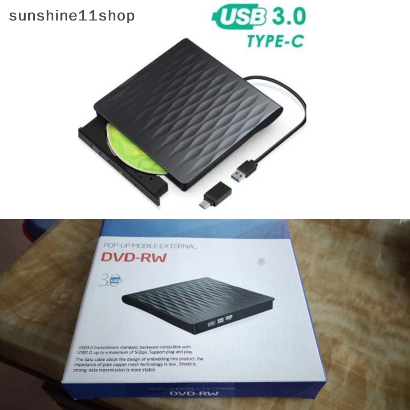 Sho Portable External Dvd Drive USB 3.0 Slim External Dvd RW CD Writer Drive Burner Reader Player Penggerak Optik Untuk Laptop PC Dvd N