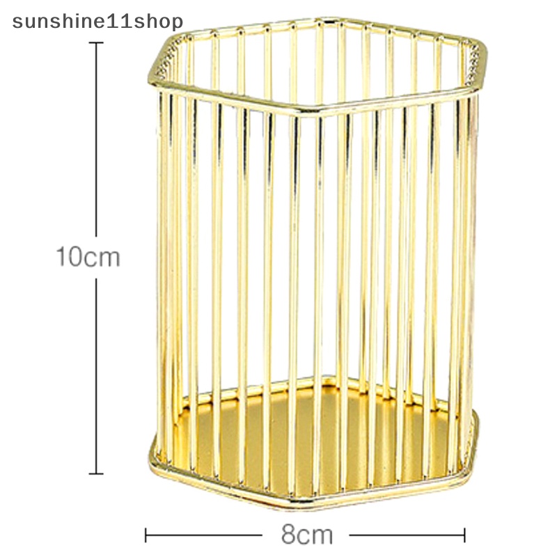 Sho Desktop Tempat Pulpen Kantor Sekolah Tempat Penyimpanan Logam Emas Rose Gold Kotak Meja Pulpen Pensil Organizer Dekorasi Rumah Makeup Storage N