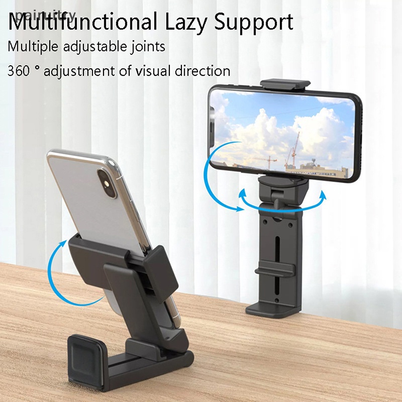 Prt 360° Rotasi Phone Holder Clip al Lipat Travel Lazy Stand Phone Holders Dudukan Mobil Meja Kereta Ponsel Dukungan PRT