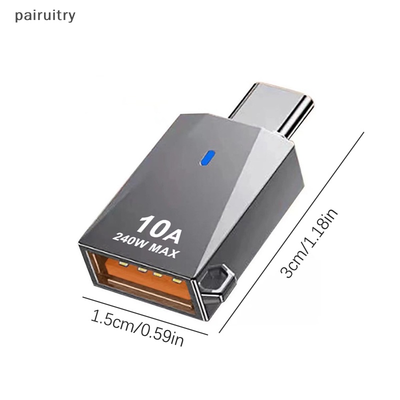 Adaptor OTG PRT 10A 240W MAX Tipe-C Ke USB 3.0 Pembaca Kartu Dengan Lampu Untuk Laptop PRT