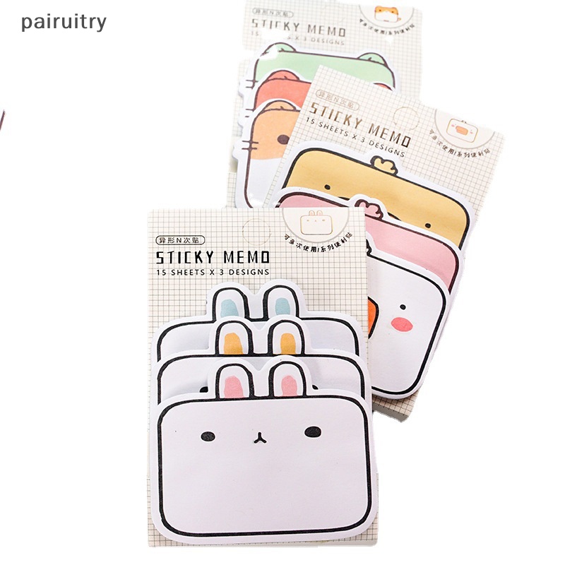 Prt 1set Kartun Kelinci Kucing Bebek Hewan 3lapis Indeks Memo Pads Sticky Notes Kreatif Alat Tulis Kreatif Stiker Perlengkapan Siswa PRT