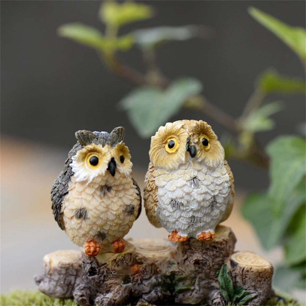 Miniature Mini Resin Burung Hantu Patung Miniatur Hewan Dekorasi Cerita Taman Hewan Mini Patung Mainan Miniatur Pemandangan Aksesoris Dekorasi Rumah