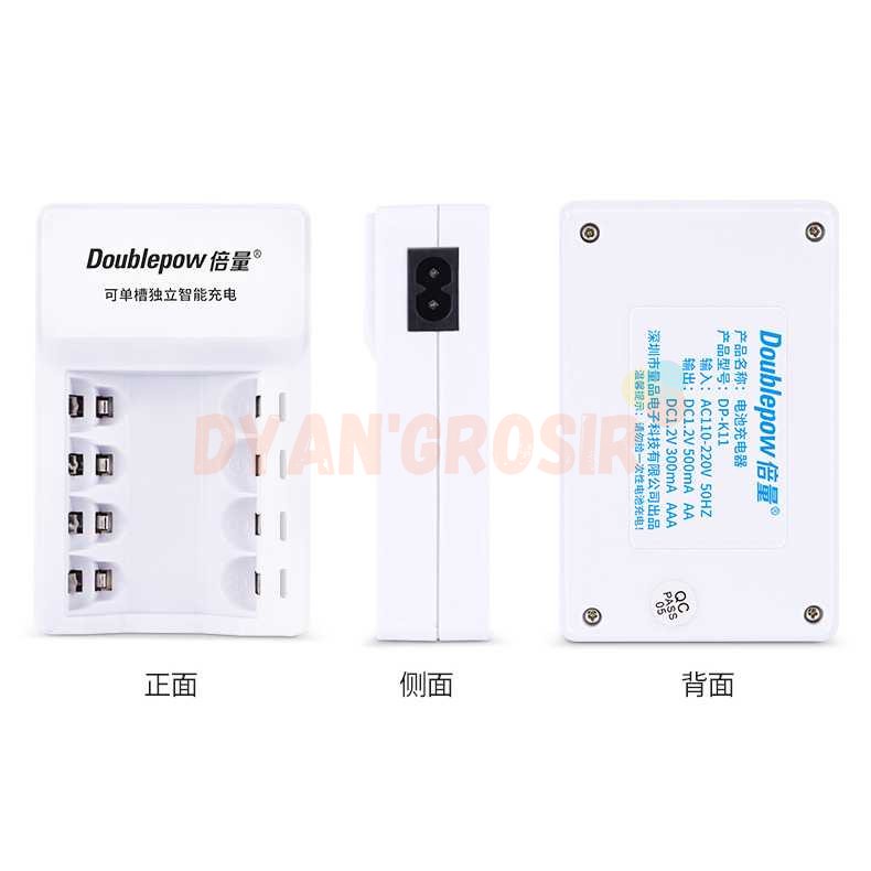 DOUBLEPOW Charger Baterai 4 slot AA/AAA + 4 PCS AA 3000mAh - DP-K11