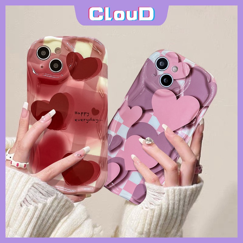 Casing Ponsel Kisi Untuk Redmi9 9T A1 10A 10C 10 9A A2 9C NFC Redmi Note12 9 10 11 8 11s 10S 10Pro Max POCO M3 3D Wavy Curved Edge Glossy Love Heart Shockproof Tpu Soft Cover