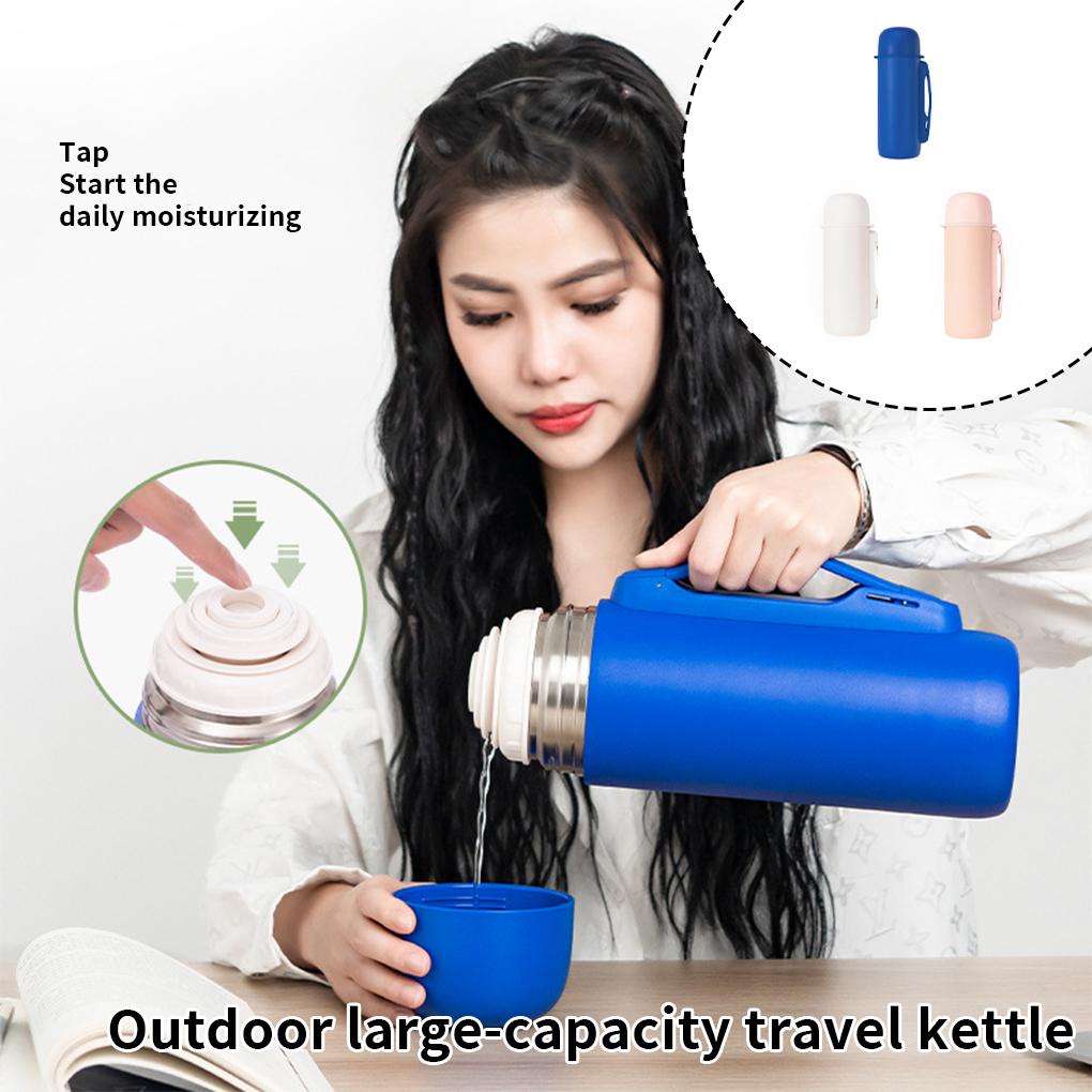 Vacuum Flask Double Wall Insulated Botol Air Gagang Tekan Tombol Mug Kopi Teh Hadiah Kantor Sekolah Cars Camping