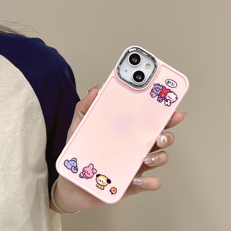 All New Electroplated Camera Skin Silicone Soft Case IPhone 11 12 13 14 Pro Max Women's Fashion Gift Cute Cartoon Phone Case The BT Pink White