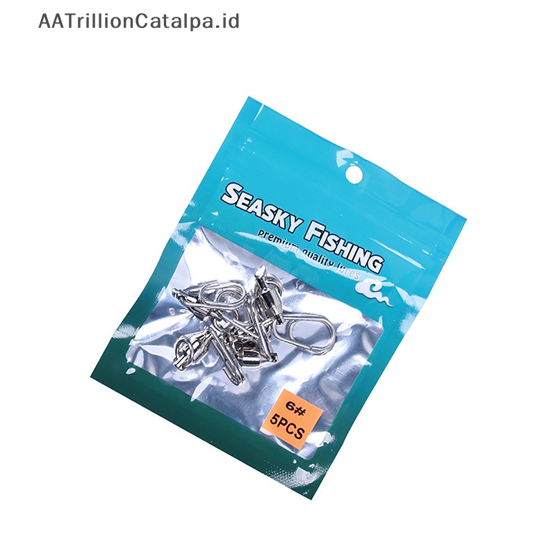 Aatrillioncatalpa Konektor Pancing Rolling Swivel Snap Stainless Steel Memancing Putar Ball Bearing Fast Snap Clip Fishing Lure Connector Tackle ID