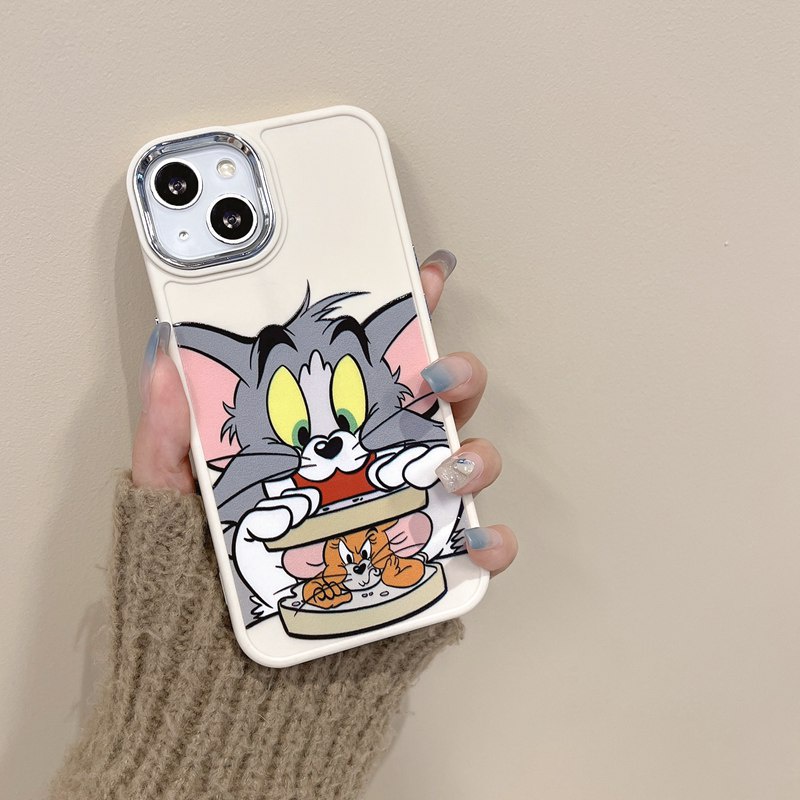 All New Electroplated Camera Skin Silicone Soft Case IPhone 11 12 13 14 Pro Max Women's Fashion Gift Cute Cartoon Phone Case Funny Tom and Jerry