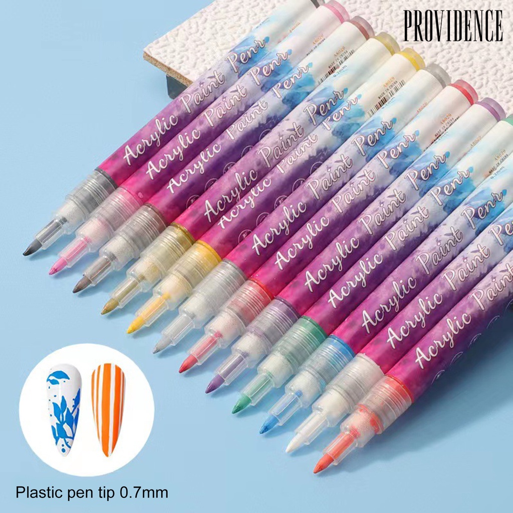 Providence 12Pcs Nail Art Pens Tip Halus Cepat Kering Mudah Operasi Garis Presisi Ultra Tipis Lukisan Kuku Tahan Air Nail Art Graffiti Pen Set Digunakan Di Rumah