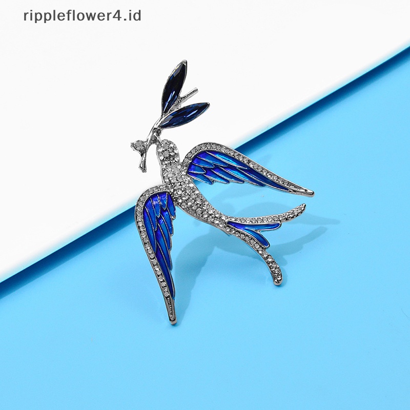 {rippleflower4.id} Fashion Berlian Imitasi Terbang Walet Bros Jas Korsase Perhiasan Aksesoris Untuk Wanita Berlian Imitasi Enamel Burung Bros Pin~