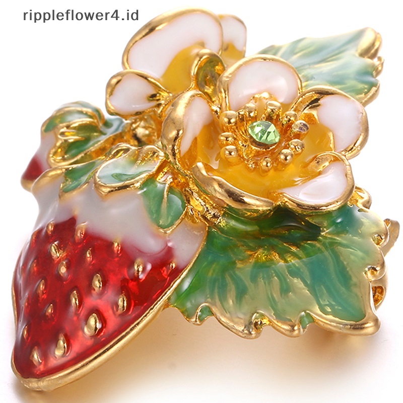 {rippleflower4.id} Enamel Strawberry Bros Pin Baju Kerah Buket Buah Bros Perhiasan Hadiah~