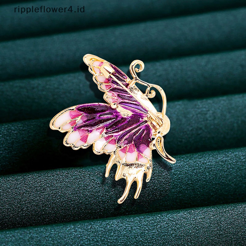 {rippleflower4.id} Warna Pager Enamel Elegan Mutiara Kupu-Kupu Berlian Imitasi Bros Halus Dan Kecil Bros Lencana Perhiasan Pin Pakaian Hadiah Aksesoris~