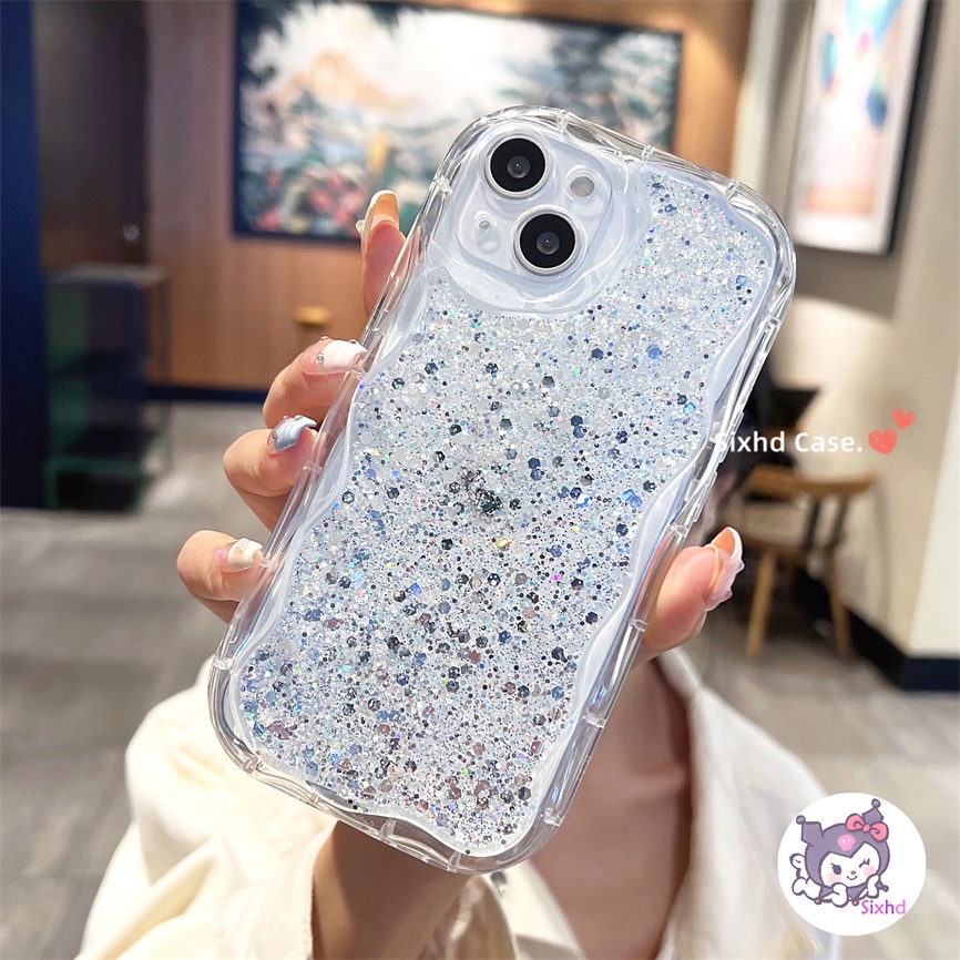 Vivo V27e Y20s Y12s Y12A Y20i Y20 Y17 Y15 Y12 Y12i Y11 Y19 Y20A V25e V23e V20Pro Fashion Mewah Epoxy Shiny Pink Star Fragment Casing Ponsel 3D Curved Edge Wave Glossy Clear Cover