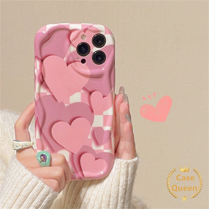 Casing 3D Wavy Curved Edge Untuk Oppo A17 A54 A57 A17K A15 A3s A15s A7 A35 A77 A77S A11K A16s A5s A16 A12E A53 A33 A12 A32 Leopard Print Love Heart Rose Pink Senyum Lucu Soft Cover