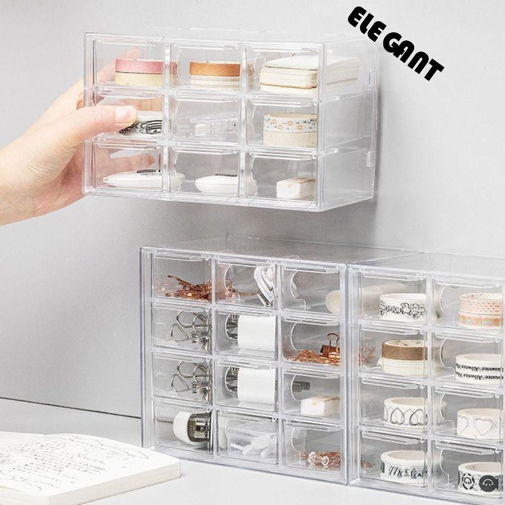 [Elegan] Desktop Storage Laci Fashion Wadah Makeup Plastik Earphone Perhiasan Rumah Kantor Serba Serbi Alat Tulis Organizer