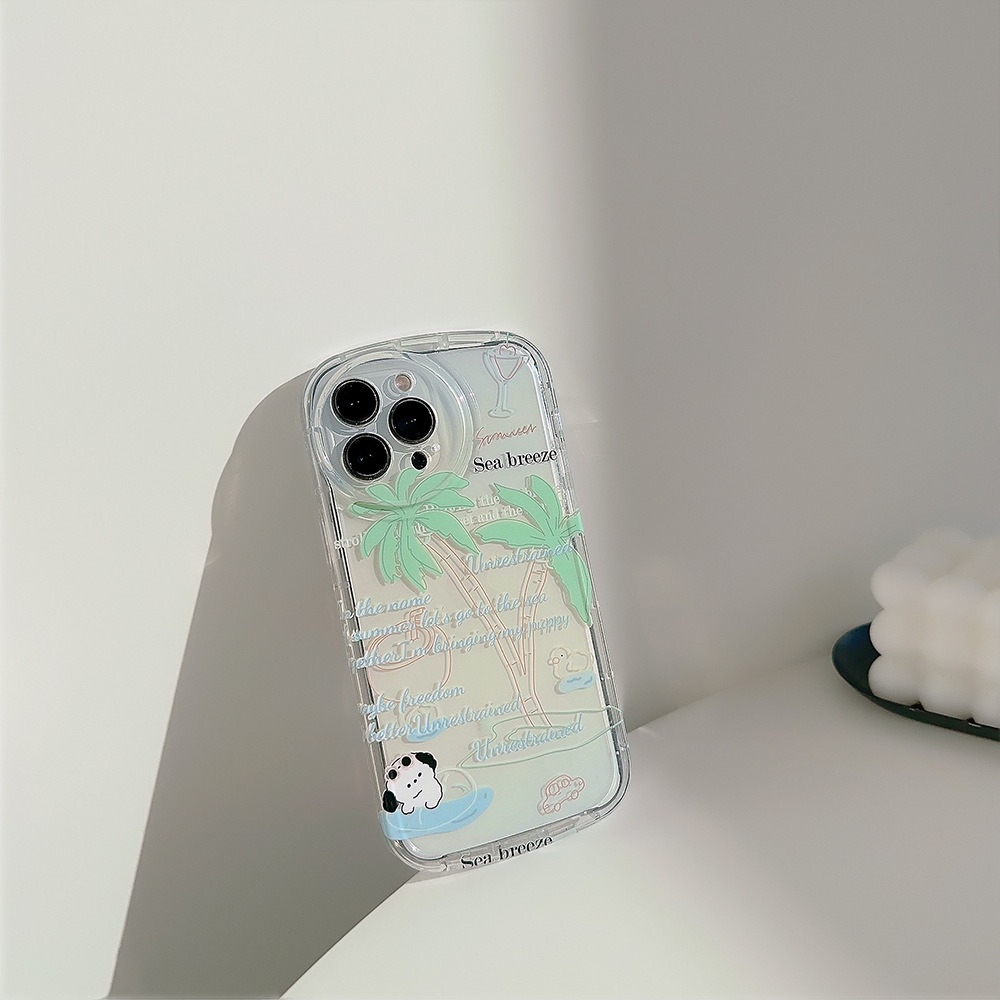 IPHONE Musim Panas Gaya Pantai Renang Puppy Dog Transparan IMD Perlindungan Penuh Casing Ponsel Cover Untuk Iphone11 12 13 14 PLUS PRO MAX