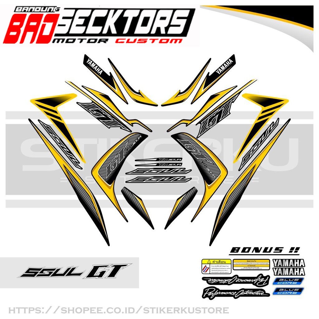 STRIPING SOUL GT 115 BLUECORE MOTIF 4 TAHUN 2014 / GEN 2 / MIO SOUL GT 115/ LED / STIKER
