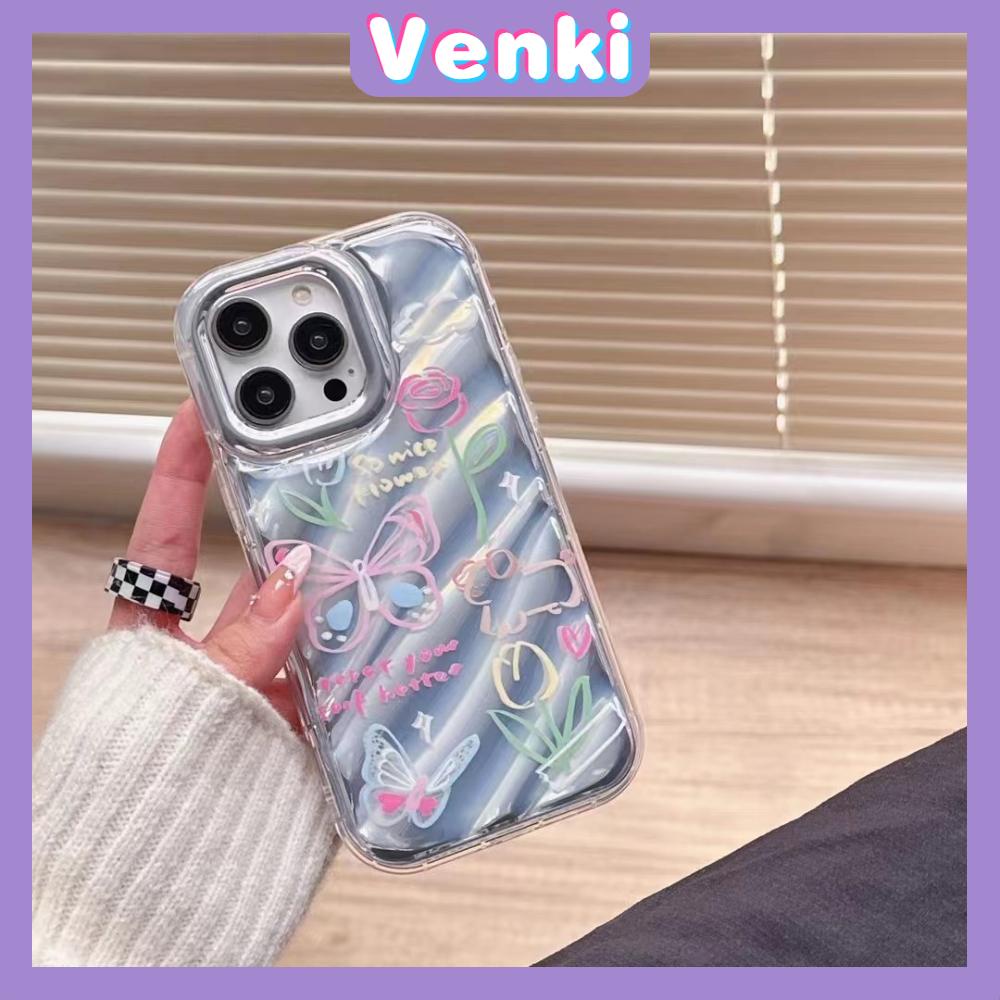 VENKI - Untuk iPhone 11 iPhone Case Laser Reflektif Bening Phone Case TPU Lembut Shockproof Airbag Phone Case Kupu-kupu Sederhana Kompatibel dengan iPhone 14 13 Pro Max 12 Pro Max XR XR 7 8