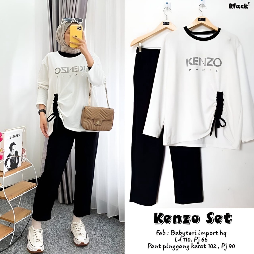 GAMIS STORE | Kenzo Set Setelan Wanita Muslim 2in1 Matt Babyterry Polos Basic OOTD Casual Daily Premium