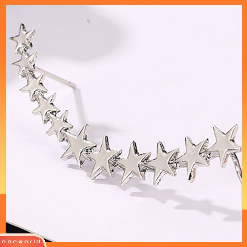 [WOD] 1pc Klip Anting Bentuk Bintang Warna Solid Ramah Untuk Kulit Anti-Cacat Indah Dekoratif Portabel Tahan Lama Ringan Wanita Stud Earrings Hadiah