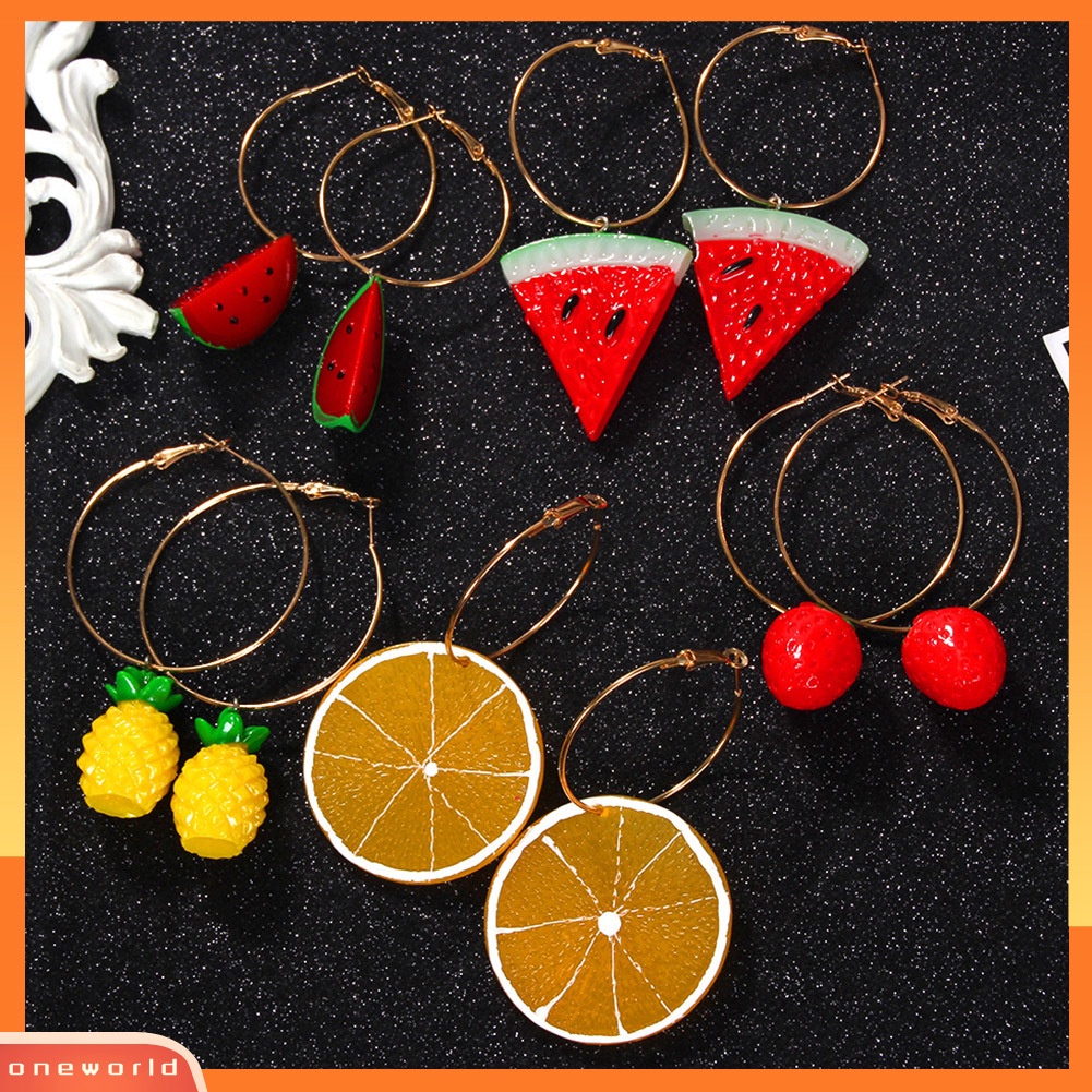 [WOD] Wanita Manis Semangka Strawberry Lemon Buah Menjuntai Hoop Earrings Perhiasan Hadiah