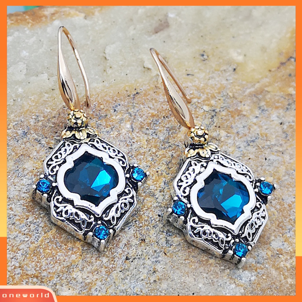 [WOD] 1pasang Anting Menjuntai Belah Ketupat Perhiasan Pernikahan Anting Pengantin Wanita Biru Untuk Hari Kasih Sayang