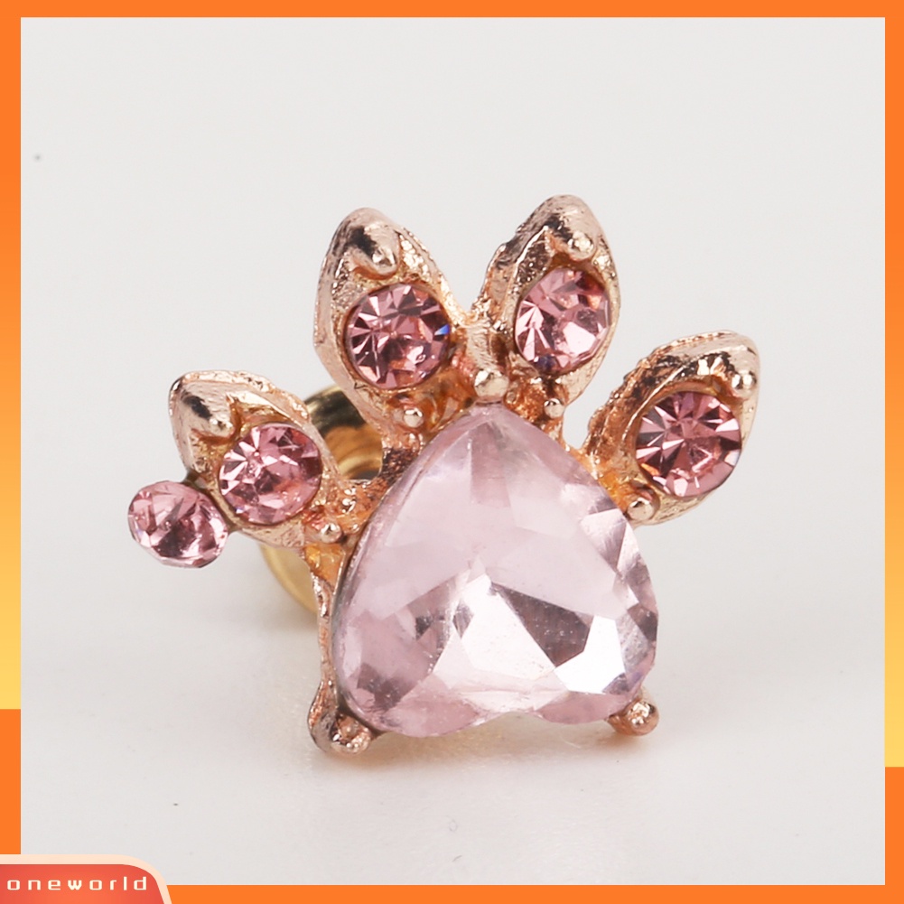 [WOD] Cute Cubic Zirconia Hias Kucing Paw Stud Anting Wanita Tindik Perhiasan Hadiah