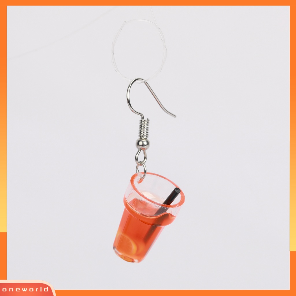 [WOD] 1pasang Drop Earrings Bentuk Indah Tahan Air Anting Resin Minum Jus Botol Liontin Telinga Perhiasan Hadiah Ulang Tahun