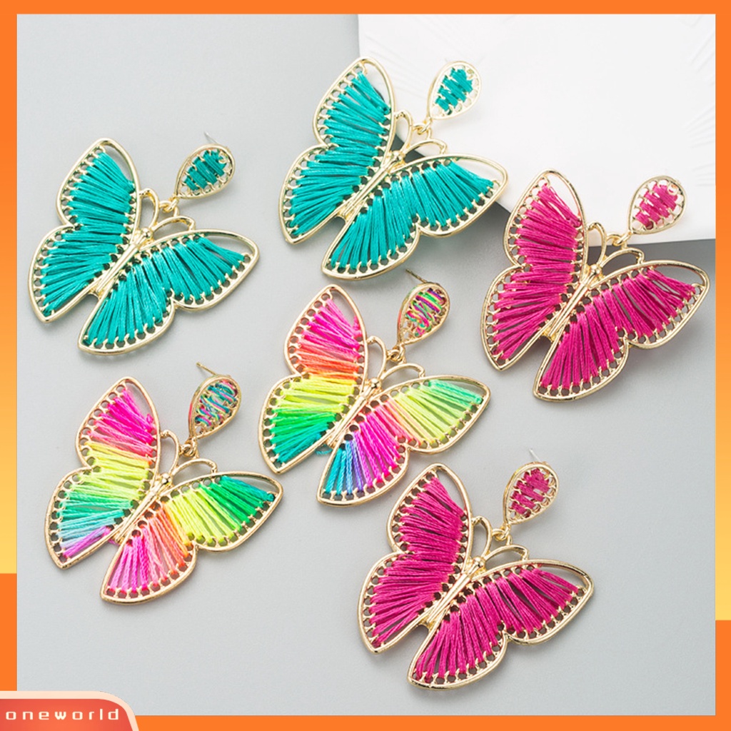 [WOD] 1pasang Drop Earring Indah Elegan Gaya Boho Warna-Warni Desain Kupu-Kupu Anting Wanita Untuk Pacaran