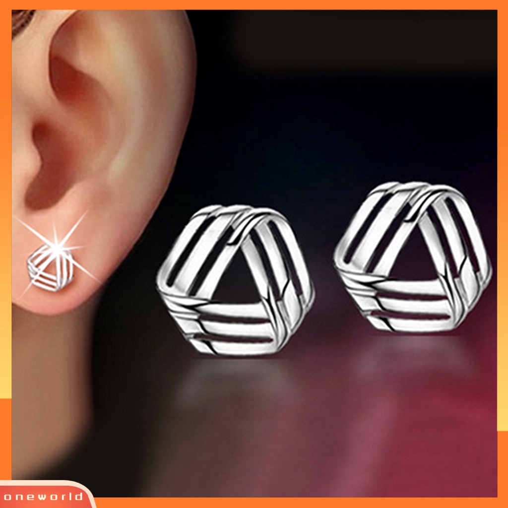 [WOD] Ear Studs Triangle Streamlined Anggun Silver Wanita Anting Geometris Untuk Perjamuan