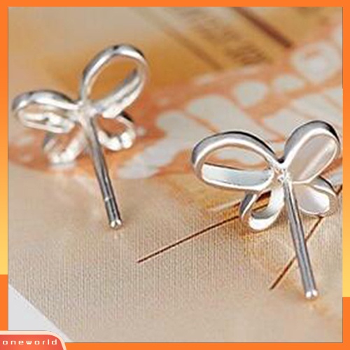 [WOD] Fashion Elegan Kupu-Kupu Perak Disepuh Ear Studs Earrings Hadiah Perhiasan Wanita