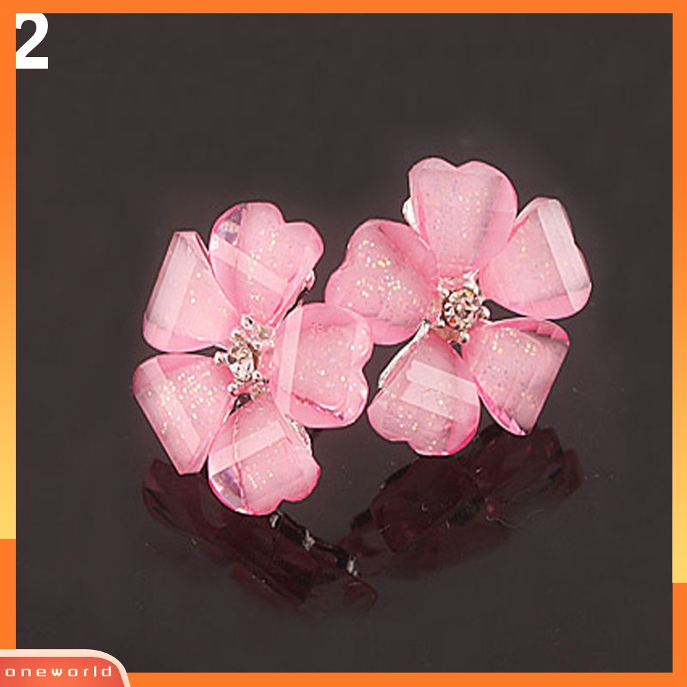 [WOD] Fashion Wanita Elegan Perak Disepuh Bunga Berlian Imitasi Ear Stud Earrings Jewelry