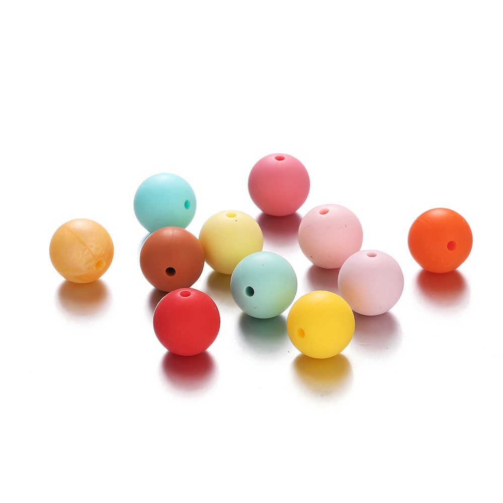 St kunkka 10Pcs 15mm Warna-Warni Lembut Silicone Beads Silicone Round Beads Berlubang Dapat Digunakan Untuk DIY Kalung Gelang Perhiasan