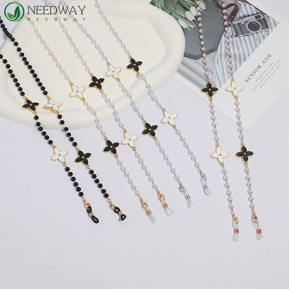 Needway Rantai Kacamata Elegan Fashion Mutiara Bunga Masker Lanyard Kacamata Rantai Tontonan Cord