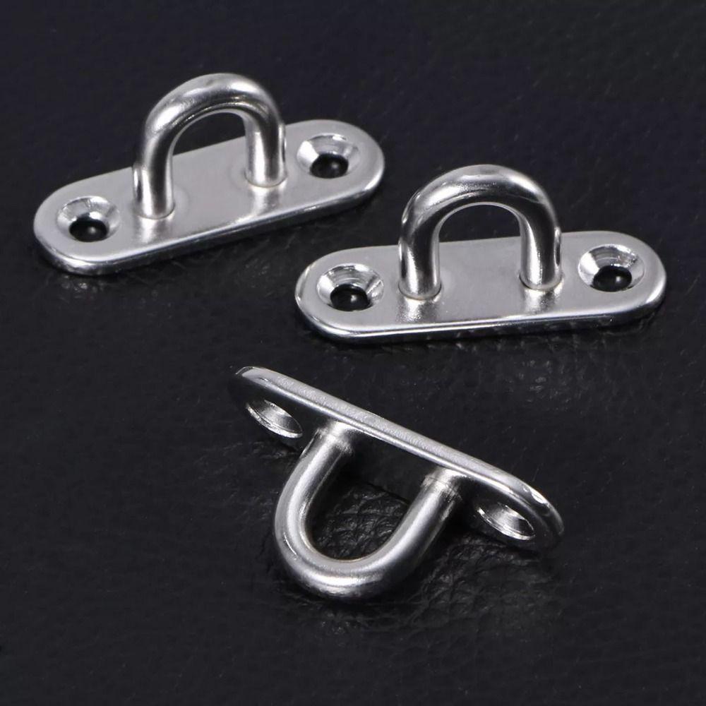 REBUY 6mm Plat Mata Stainless Steel Oblong U-shaped Design Eye Plate Fixing Buckle Oval Door Buckle Mount Hook Marine Hardware Rigging Sekrup Desain Berbentuk U