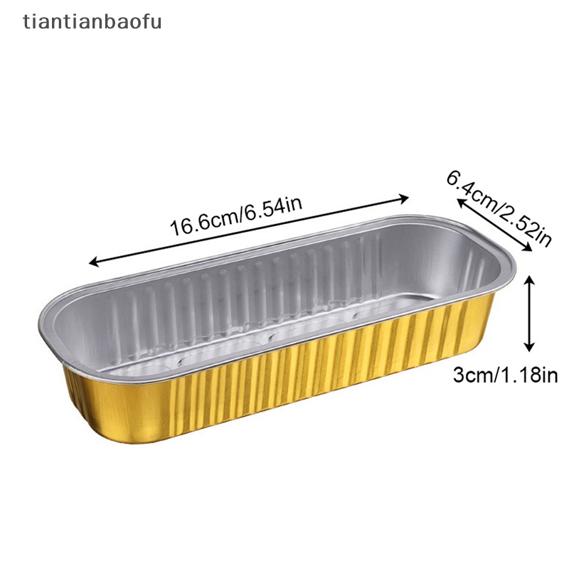 [tiantianbaofu] 10pcs Reusable Rectangle Aluminium Foil Tin Cup Dengan Tutup Cetakan Kue Puding Butik